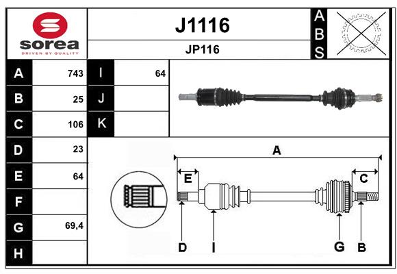 Arbre de transmission SNRA J1116