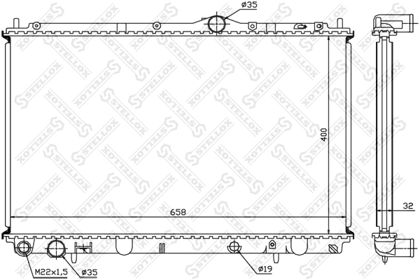 Radiateur, refroidissement du moteur STELLOX 10-25957-SX