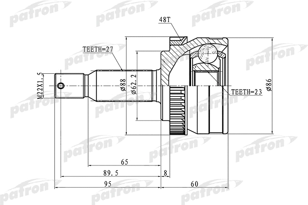 Jeu de joints, arbre de transmission PATRON PCV1352