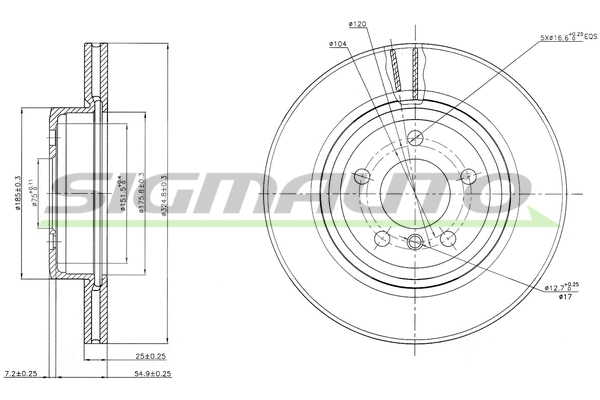 Disque de frein SIGMAUTO DBB271V