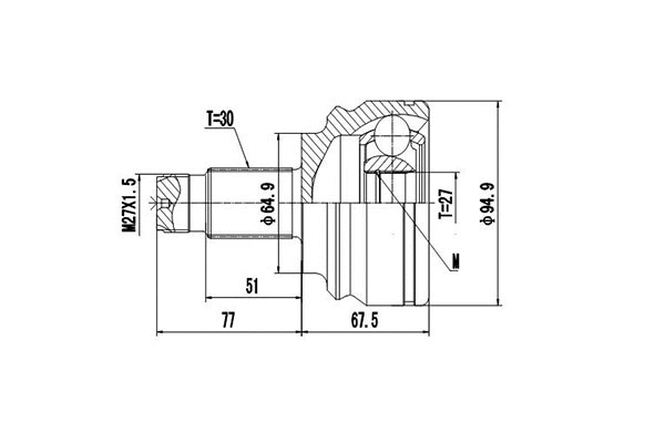 Jeu de joints, arbre de transmission DYNAMATRIX DCV805001