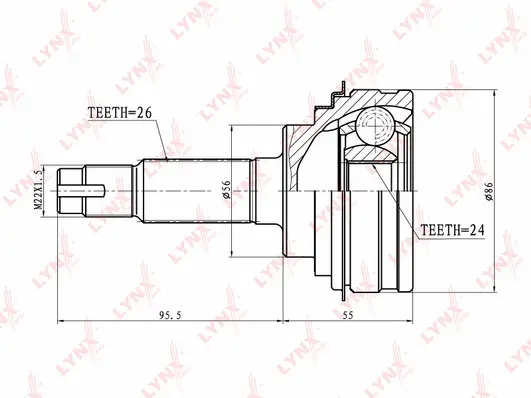 Jeu de joints, arbre de transmission LYNXAUTO CO-7508