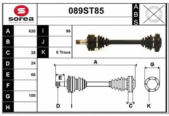Arbre de transmission STARTCAR 089ST85