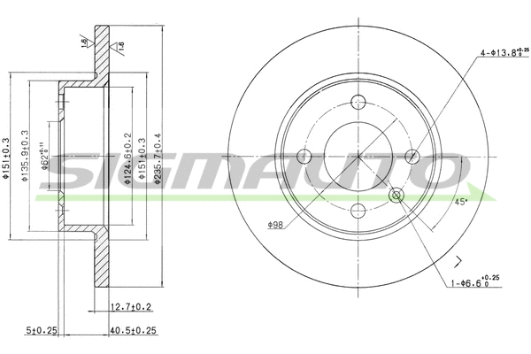 Disque de frein SIGMAUTO DBA359S