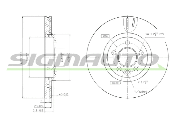 Disque de frein SIGMAUTO DBB080V