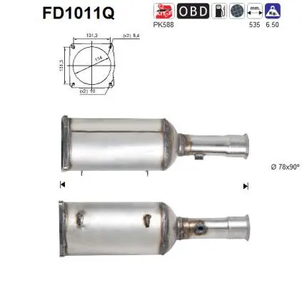 Filtre à particules / à suie, échappement AS FD1011Q