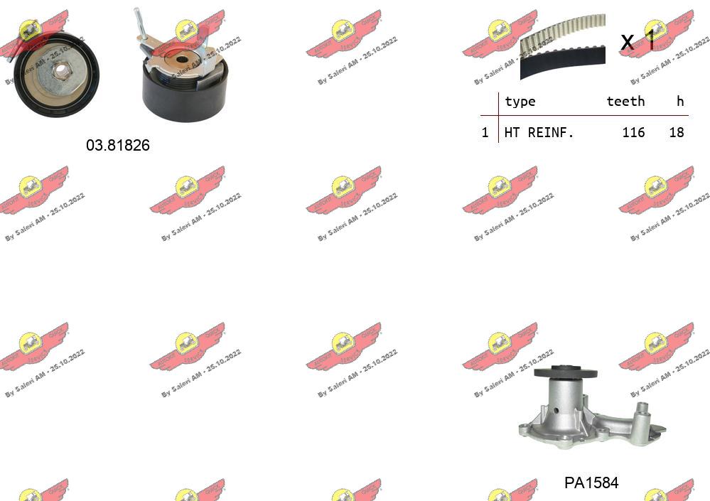 Pompe à eau + kit de courroie crantée AUTOKIT 04.5352PA
