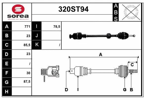Arbre de transmission STARTCAR 320ST94