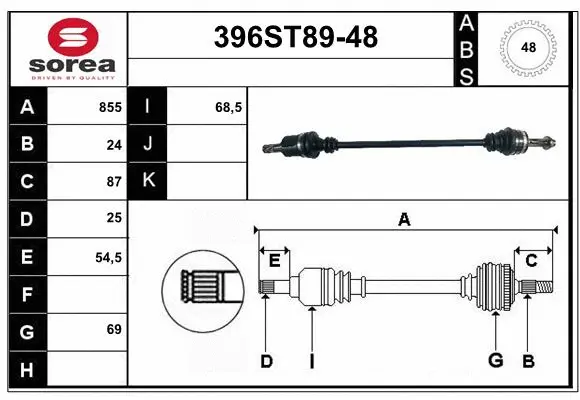 Arbre de transmission STARTCAR 396ST89-48