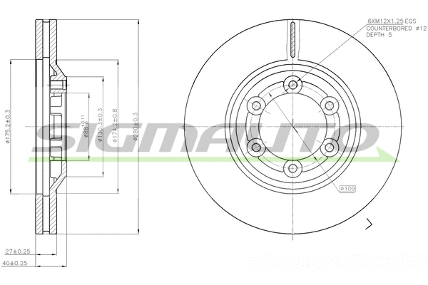 Disque de frein SIGMAUTO DBB947V