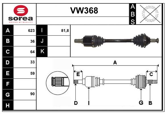 Arbre de transmission SERA VW368