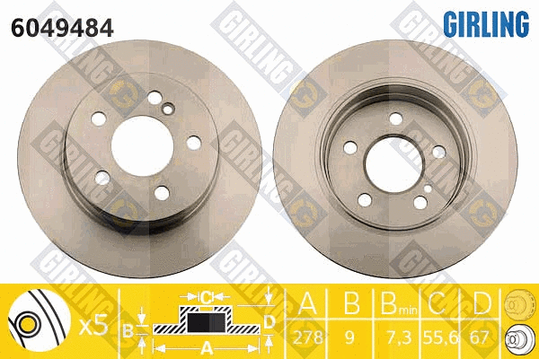 Disque de frein GIRLING 6049484