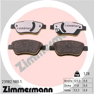 Kit de plaquettes de frein, frein à disque ZIMMERMANN 23982.980.1