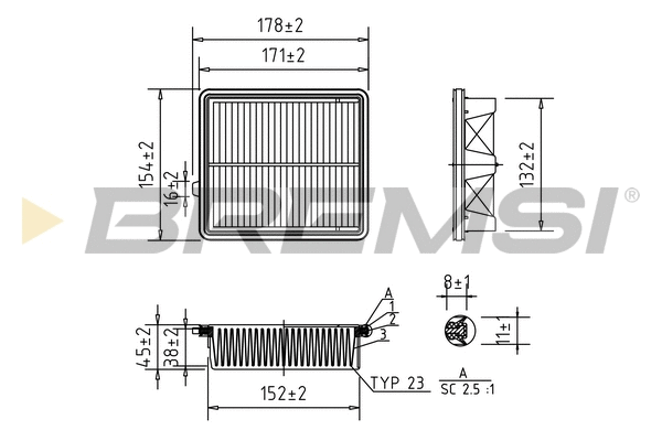 Filtre à air BREMSI FA1045