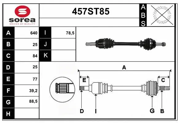 Arbre de transmission STARTCAR 457ST85