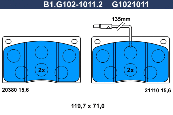 Kit de plaquettes de frein, frein à disque GALFER B1.G102-1011.2