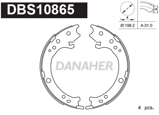 Jeu de mâchoires de frein, frein de stationnement DANAHER DBS10865
