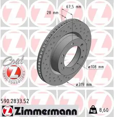 Disque de frein ZIMMERMANN 590.2833.52