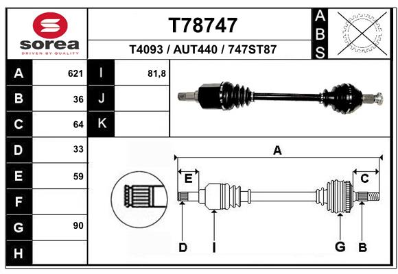 Arbre de transmission EAI T78747
