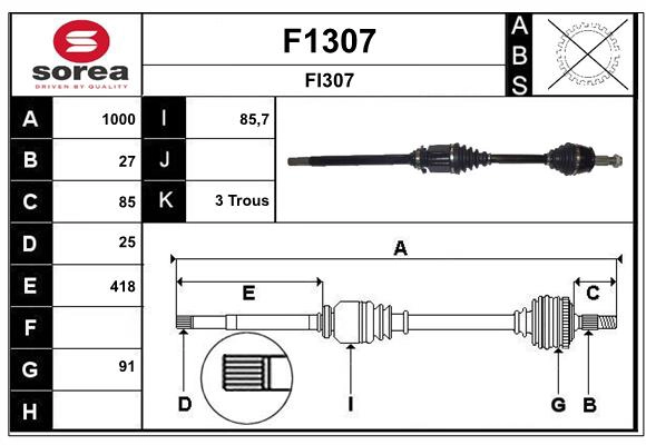 Arbre de transmission SNRA F1307