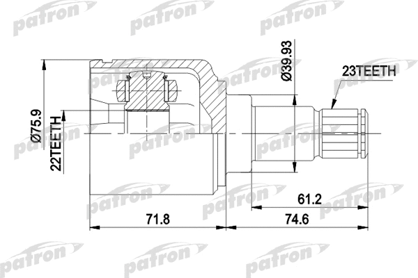 Jeu de joints, arbre de transmission PATRON PCV5026