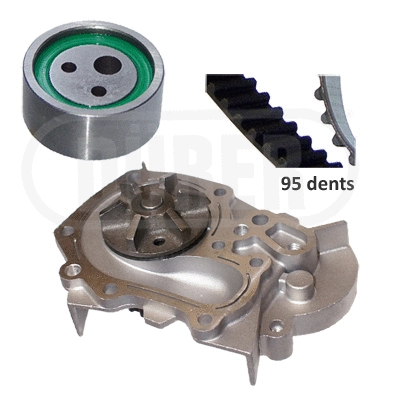 Pompe à eau + kit de courroie crantée DÜRER PA161048