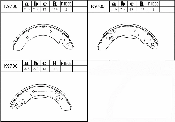 Jeu de mâchoires de frein ASIMCO K9700