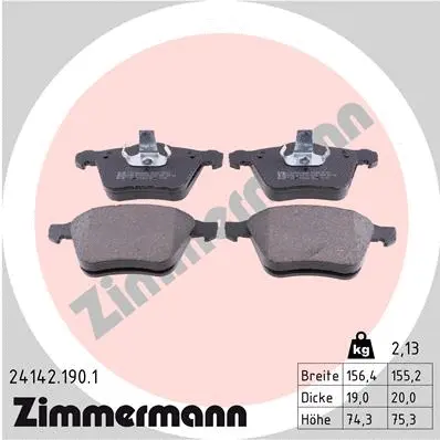 Kit de plaquettes de frein, frein à disque ZIMMERMANN 24142.190.1