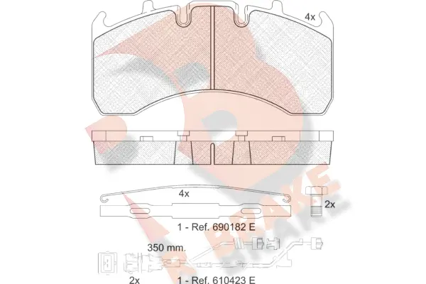 Kit de plaquettes de frein, frein à disque R BRAKE RB1842-122