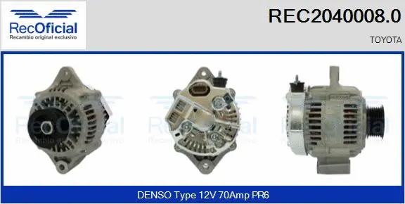 Alternateur RECOFICIAL REC2040008.0
