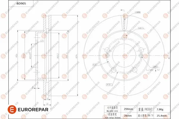 Disque de frein EUROREPAR 1684334780