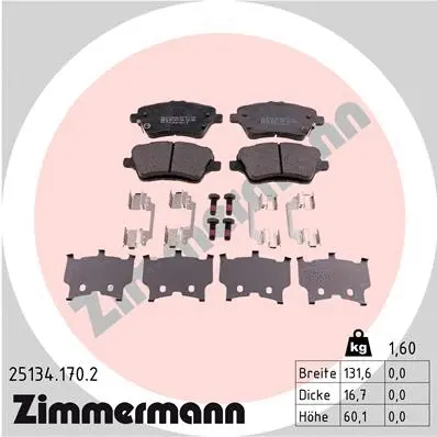 Kit de plaquettes de frein, frein à disque ZIMMERMANN 25134.170.2