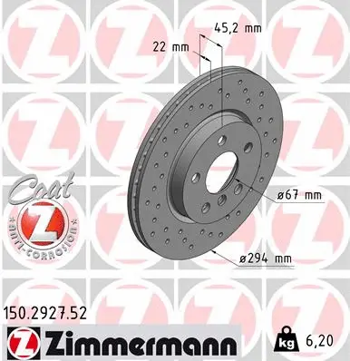 Disque de frein ZIMMERMANN 150.2927.52