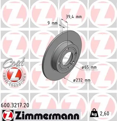Disque de frein ZIMMERMANN 600.3217.20