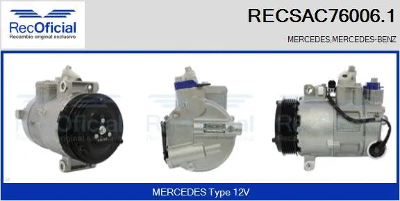 Compresseur, climatisation RECOFICIAL RECSAC76006.1