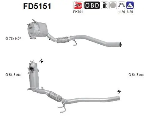 Filtre à particules / à suie, échappement AS FD5151