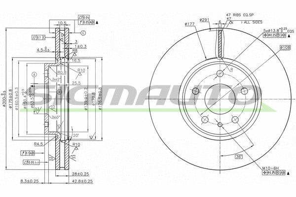 Disque de frein SIGMAUTO DBC337V