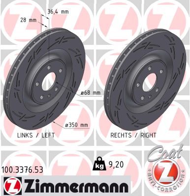 Disque de frein ZIMMERMANN 100.3376.53