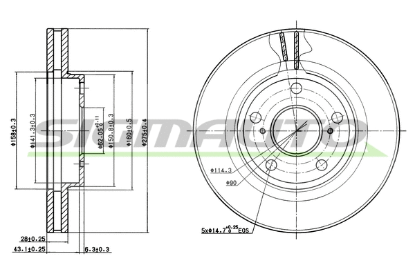 Disque de frein SIGMAUTO DBA501V