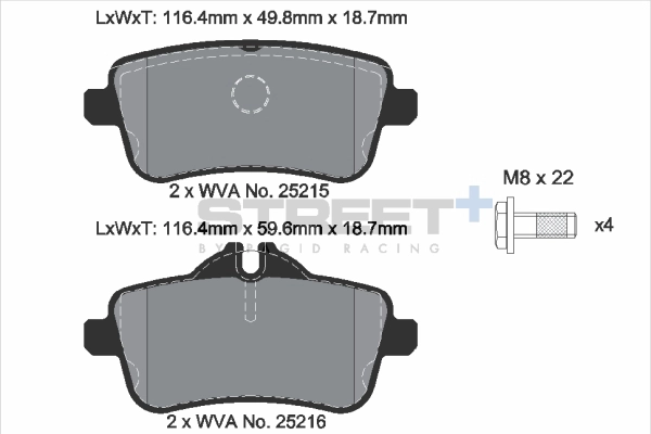 Kit de plaquettes de frein, frein à disque PAGID Racing T8115SP2001