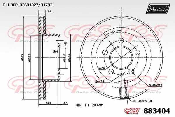 Disque de frein MAXTECH 883404