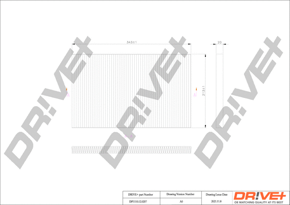 Filtre, air de l'habitacle Dr!ve+ DP1110.12.0207