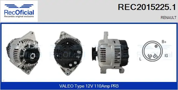 Alternateur RECOFICIAL REC2015225.1