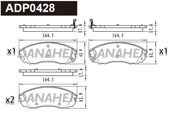 Kit de plaquettes de frein, frein à disque DANAHER ADP0428