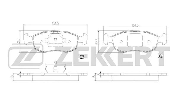 Kit de plaquettes de frein, frein à disque ZEKKERT BS-2975