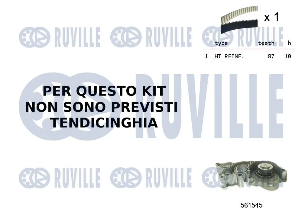 Pompe à eau + kit de courroie crantée RUVILLE 55B0051
