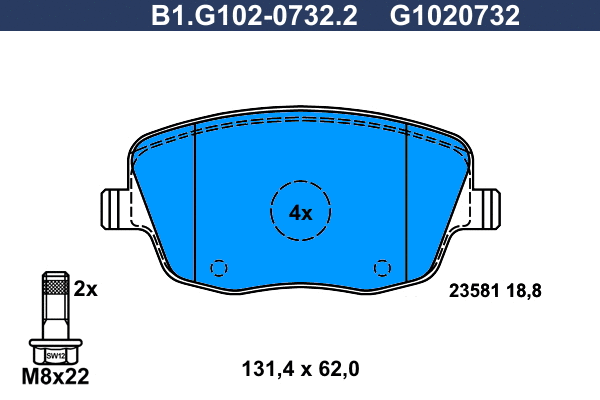 Kit de plaquettes de frein, frein à disque GALFER B1.G102-0732.2