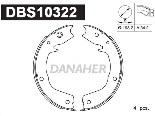 Jeu de mâchoires de frein, frein de stationnement DANAHER DBS10322