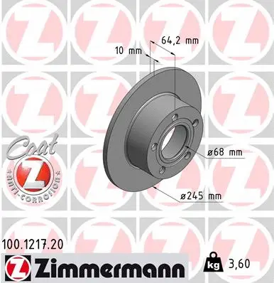 Disque de frein ZIMMERMANN 100.1217.20