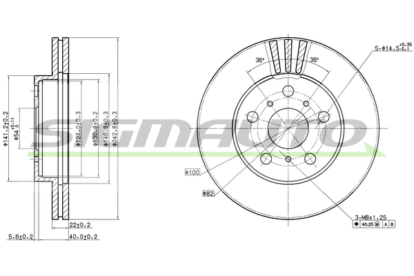Disque de frein SIGMAUTO DBA402V